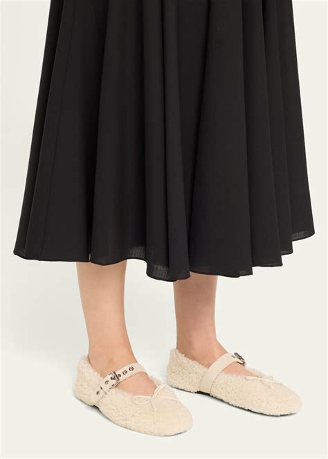 miu miu mary jane ballerina|Miu Miu Shearling Mary Jane Ballerina Flats .